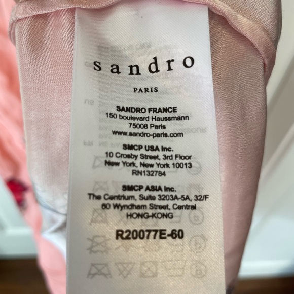 Sandro | Tissia Pink Floral Rose | Viscose | A-Line Prairie Midi Dress | Small - Picture 8 of 11